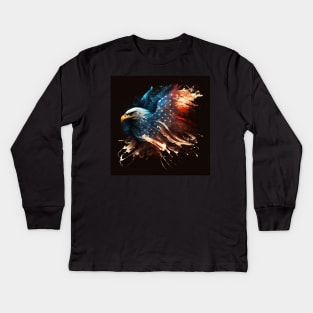 American Eagle and Flag Abstract Art Kids Long Sleeve T-Shirt